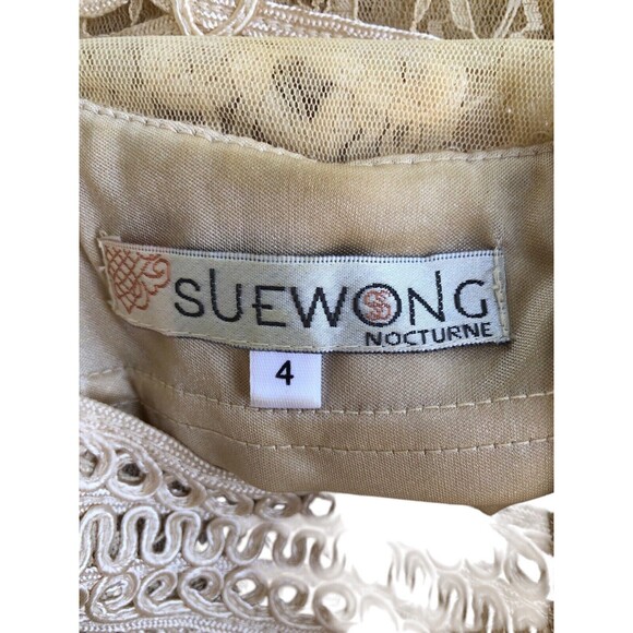 Sue Wong Nocturne Beaded Sequin Ivory Sheath Dress Wedding Cocktail Size 4 - Picture 11 of 13